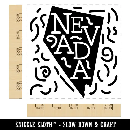 Nevada State with Text Swirls Square Rubber Stamp for Stamping Crafting {1}