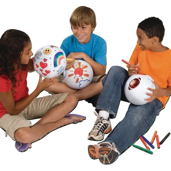 S&S Worldwide Color-Me 12" Beachball. Color and Play Fun for Kids Parties and Group Activities. Pack of 12Makes a Great Party Activity and Party Favor for Birthday Parties and Events. {1}