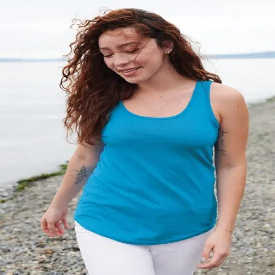 Port & Company&reg; Ladies Fit Scoop Neck Core Cotton Tank Top - LPC54TT Jet black {4}