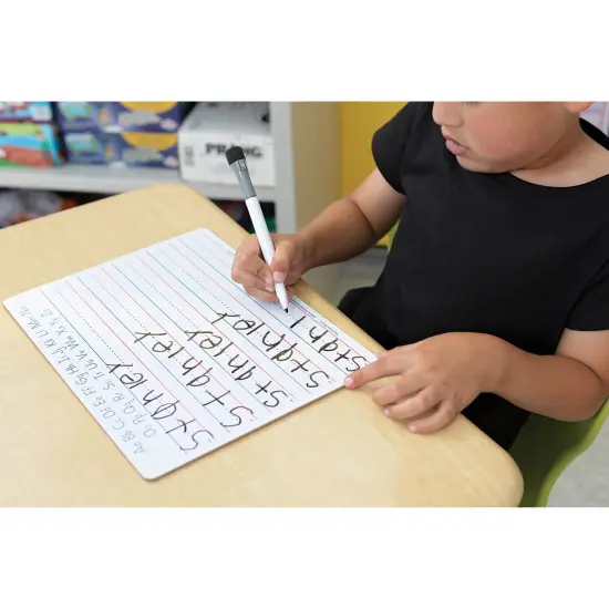Handwriting Whiteboard Dry Erase Set, 2-Sided, Ruled/Plain, with Marker/Eraser, 9" x 12", 5 Sets {4}