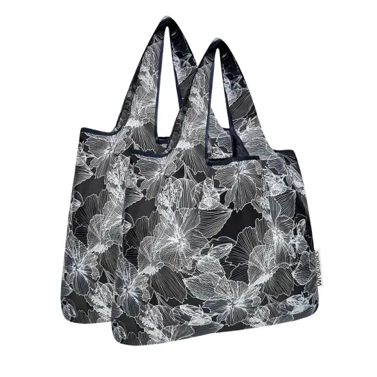 Wrapables Medium Foldable Tote Nylon Reusable Grocery Bag (Set of 2), Gingko {1}