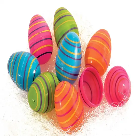 Striped Plastic Easter Eggs | Pack of 8 {1}