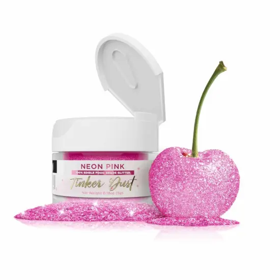 Bakell - Neon Pink Tinker Dust Edible Glitter (5g, 1x Jar) for Food, Desserts, and Beverages! {1}