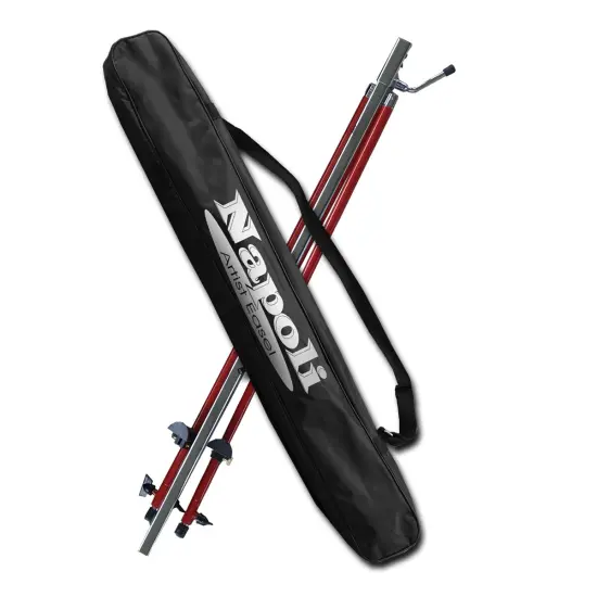 Creative Mark Napoli Art Easel for Adults - Heavy Duty Steel Easel for Vertical or Horizontal Painting with Tripod Weight Bag - Fits Canvases up to 28" - Red Chromium Plated & Varnished Steel {3}