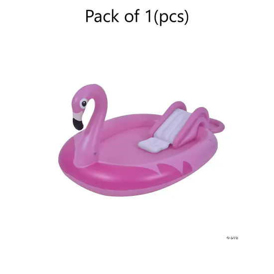83" Inflatable Pink Flamingo Kiddie Pool with Sprayer {1}