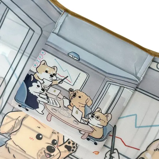 Wrapables Medium Foldable Tote Nylon Reusable Grocery Bag (Set of 2), Dogs Rule {6}