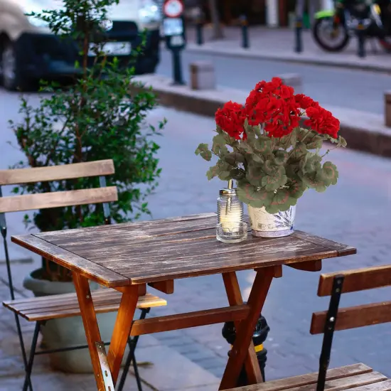 18" Red Geranium Flower Bush - Lifelike Artificial Blooms, Perfect for Home, Garden & Patio D&eacute;cor - Spring & Summer Accent, Floral Home by Artificial Flowers {4}