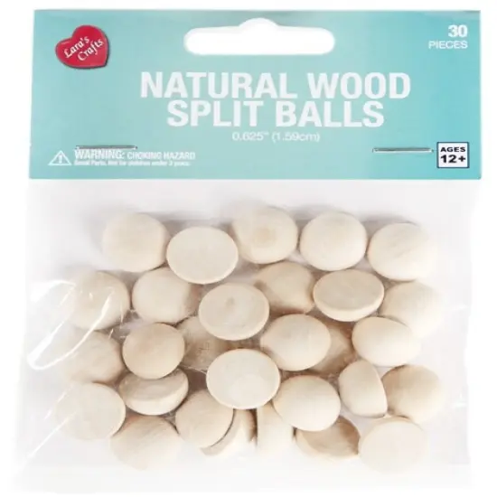 CousinDIY Split Ball Wood Beads 30/Pkg-Natural {1}