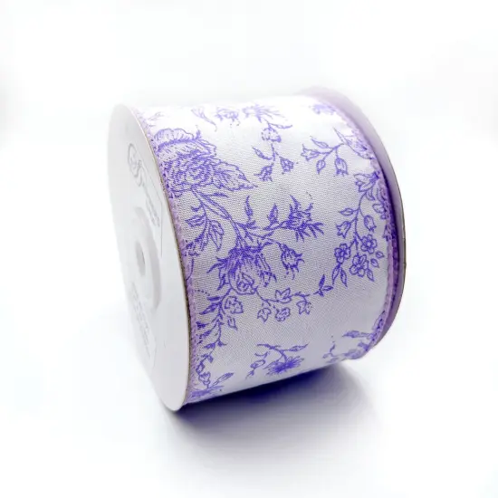 Designer’s Shop Rose Floral wired edge ribbon, 2.5” x 10 yard, Holiday and Wedding Ribbons Lilac {3}
