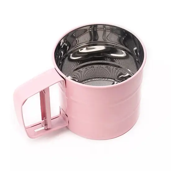 1 Pc Stainless Steel Mesh Flour and Sugar Sifter Cup Pink {1}