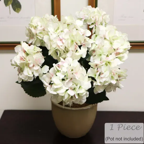22-Inch White Pink Artificial Hydrangea Bush - Set of 7 Lifelike Heads - Versatile Decor for Weddings, Home, Arrangements, Wreaths - Premium Quality Silk Flower, Floral Home by Artificial Flowers {1}