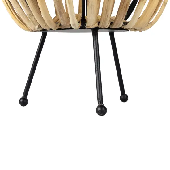 Northlight Rattan and Iron Pillar Candle Holder - 17" - Natural Rattan Brown {6}