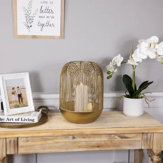 Northlight Large Layered Iron Pillar Candle Holder - 13" - Brass Finish Gold {3}