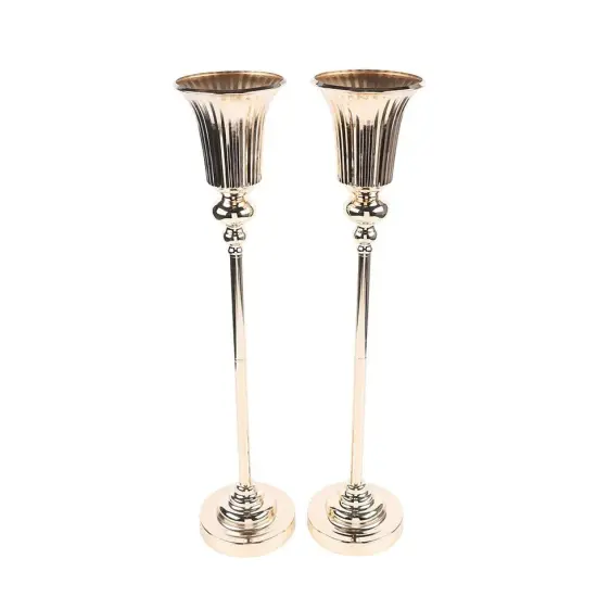 2pcs Metal Wedding Flower Trumpet Vase Luxury Tabletop Party Centerpiece Decor {3}