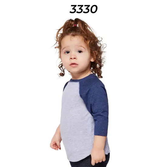 Rabbit Skins&reg; Toddler Baseball Fine Jersey Crewneck Three-Quarter Sleeve T-Shirt - 3330 {3}