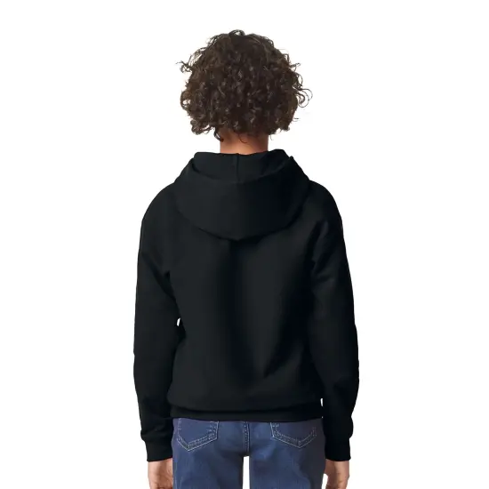 Gildan&reg; Softstyle Youth Midweight Long Sleeve Hooded Sweatshirt Black {4}