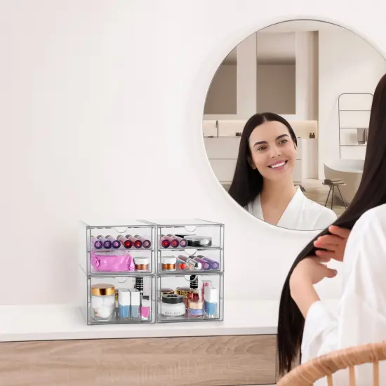 Sorbus 3 Drawers Acrylic Organizer for Makeup, Organization and Storage, Art Supplies, Jewelry, Stationary - 4 Pcs Clear Stackable Storage Drawers {5}