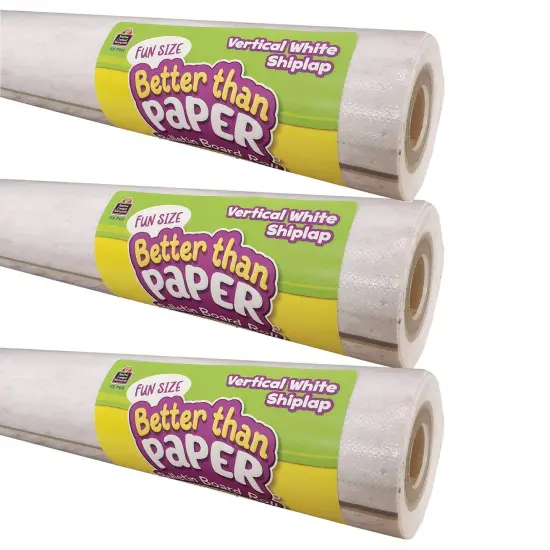 Fun Size Better Than Paper&reg; Bulletin Board Roll, 18" x 12', Vertical White Shiplap, Pack of 3 {1}