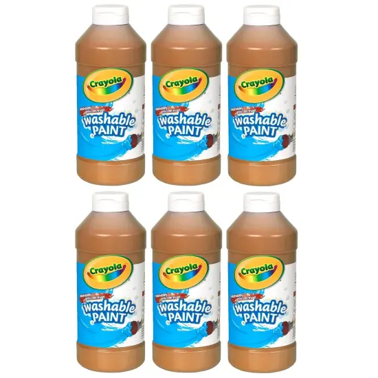 Washable Paint, Brown, 16 oz. Bottles, Pack of 6 {1}
