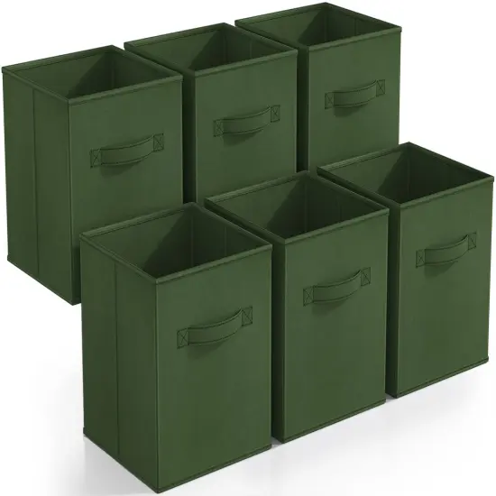 Sorbus 6 Pack 11 Inch Foldable Storage Cubes with Handles- for Organizing Home, Shelves, Nursery, Playroom, Closet and More Dark Green {1}