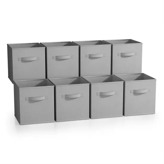 Sorbus 8 Pack 11 Inch Foldable Storage Cubes with Handles- for Organizing Home, Shelves, Nursery, Playroom, Closet and More Gray {1}