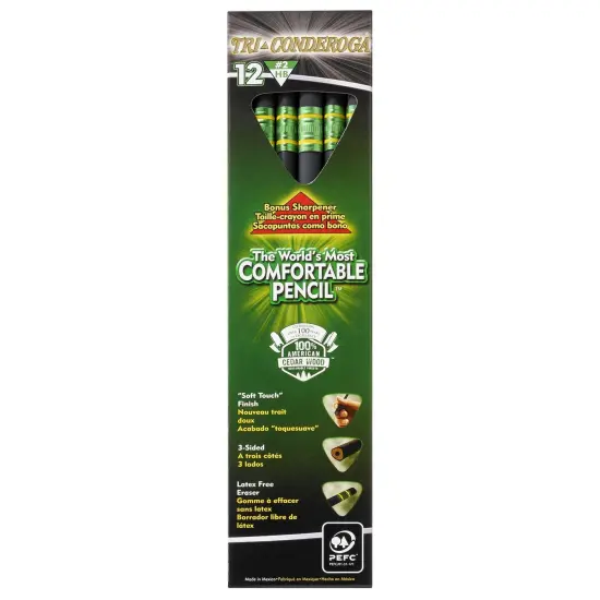 Tri-Conderoga&trade; 3-Sided Pencils with Sharpener, 12 Per Pack, 2 Packs {3}