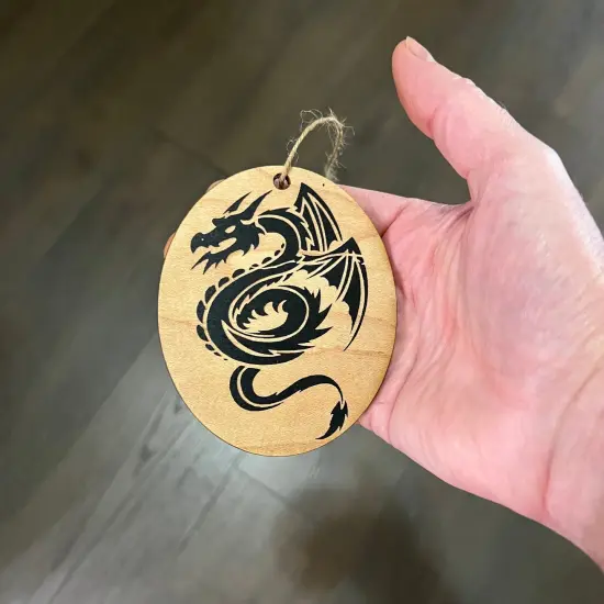 CUSTOM RED OR BLACK Dragon - ornament 4X3in RED DRAGON {7}