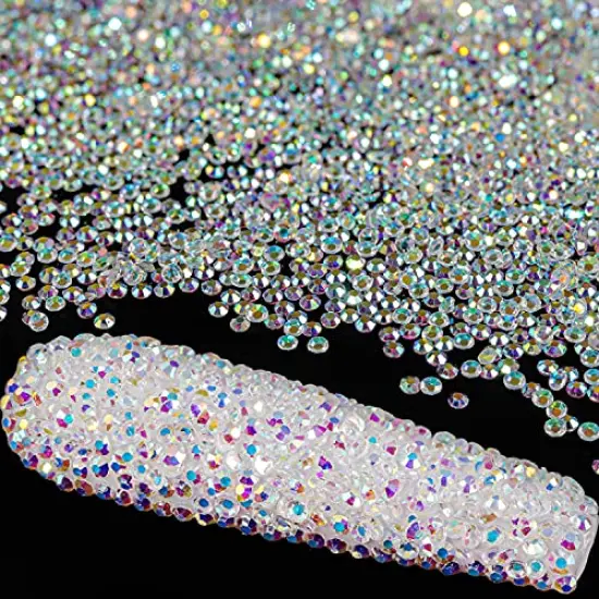 5000 Pieces 1.2mm Mini AB Glass Crystals for Nail Art Manicure Iridescent Long Lasting Like Swarovski Shine Rhinestone Bead Gem Jewelry Diamond by BELLEBOOST {2}