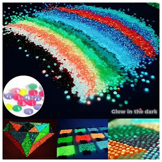 20 Colors Glow in The Dark Diamond Painting Beads for Diamond Dots Accessories,Round Diamond Painting Drills Flatback Rhinestones for Crafts, Diamonds for Diamond Painting Bead Art Gem Art, 20000PCS {2}