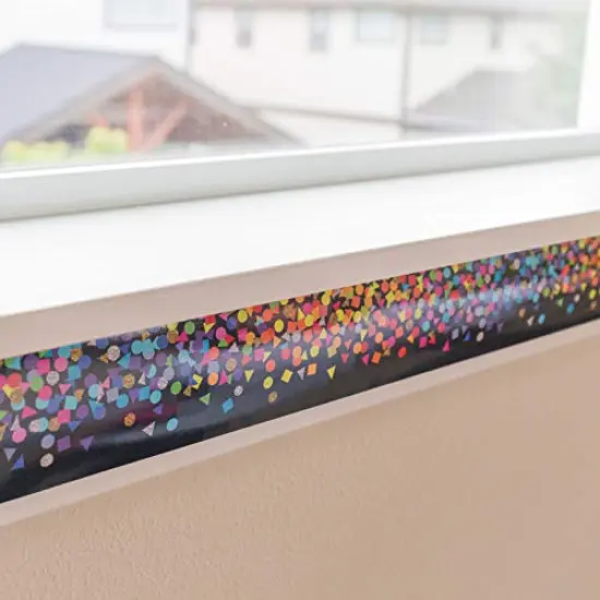 52.5 ft Bulletin Board Borders Confetti Border for Classroom Decoration, Confetti on Black {2}
