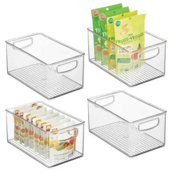 mDesign Plastic Kitchen Baby Food Storage Bin with Handle, 4 Pack - Clear {1}