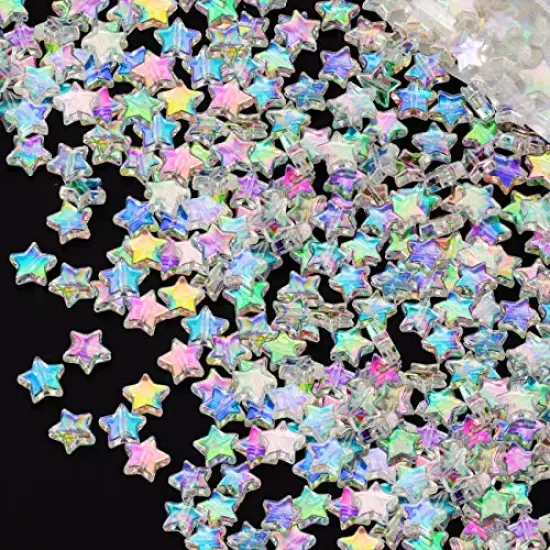 400 Pieces Acrylic Star Shape Beads, Star Shape Charming Beads, Clear Acrylic 10mm Beads for DIY Jewelry Craft Making Necklace Bracelet Supplies (4 Pack x 100 PCS) {1}