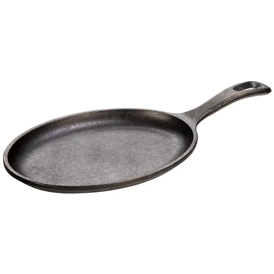 Lodge Logic LOS3 Cast Iron Oval Serving Griddle with Handle 10 x 7.5 in {1}