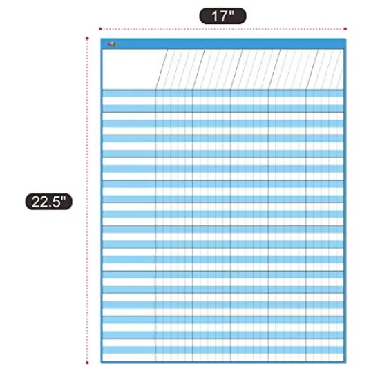 12 Pack Multi-Color Dry Erase Incentive Chart/Chore/Responsibility/School Attendance/Homework Progress Tracking Chart with 2112 Reward Star Stickers, (17" x 22.5") {4}