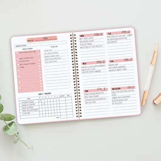 Undated Weekly Planner A5 To-Do List Notebook with Habit Tracker Spiral Binding 5.7 x 8.0 Inches {1}