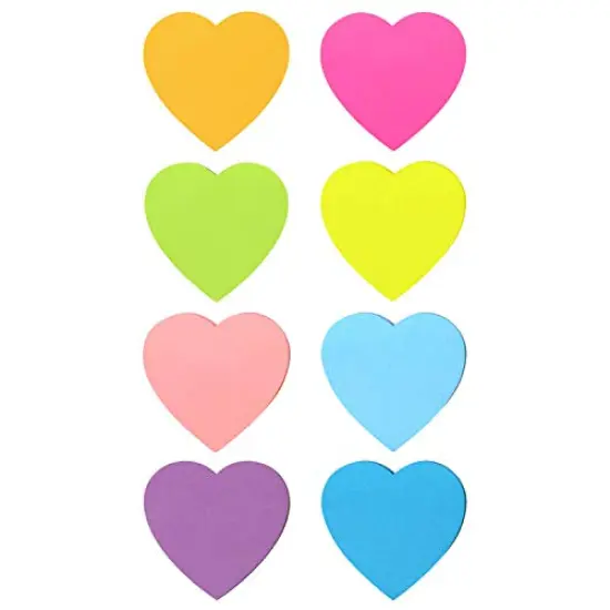 Heart Shape Sticky Notes 8 Color Bright Colorful Sticky Pad 75 Sheets/Pad Self-Sticky Note Pads {1}