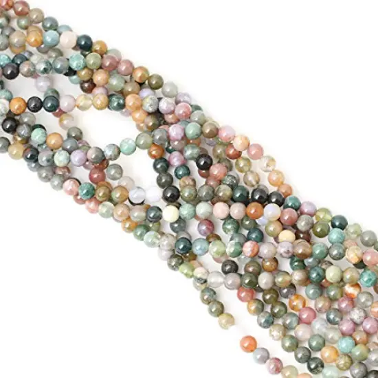 60 Pieces 6mm Natural Indian Agate Gemstone Round Loose Beads for Jewelry Making DIY 1 Strand 15" {4}