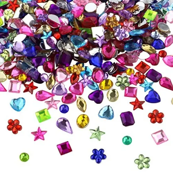 JPSOR 900pcs Craft Gemstone Acrylic Flatback Rhinestones Jewels for Crafting Embellishments Gems, 9 Shapes, 6-13mm {6}