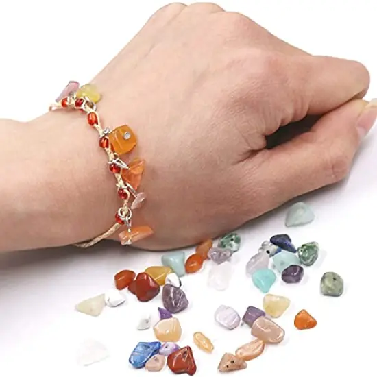 1888 Pieces Natural Chip Stone Beads About 500g Irregular Gemstones Healing Crystal Loose Rocks Bead Hole Drilled DIY for Bracelet Jewelry Making Crafting (5-8mm, 15 Color Mix-S1) {5}