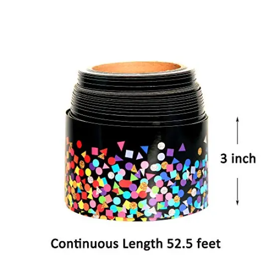 52.5 ft Bulletin Board Borders Confetti Border for Classroom Decoration, Confetti on Black {5}