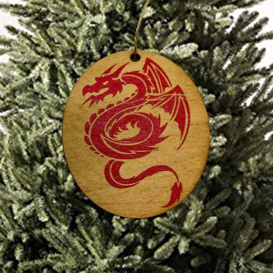 CUSTOM RED OR BLACK Dragon - ornament 4X3in RED DRAGON {6}