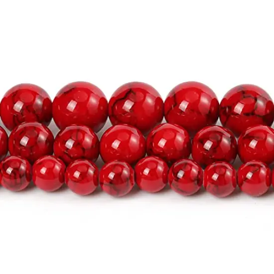 60 Pieces 6mm Natural Stone Beads Red Turquoise Beads Energy Crystal Healing Power Gemstone for Jewelry Making, DIY Bracelet Necklace {4}