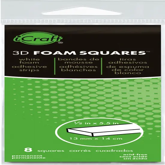 iCraft 3D Foam Strips 8/Pkg-White .5"X5.5" {1}