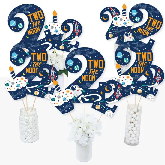 Big Dot of Happiness 2nd Birthday Two The Moon - Outer Space Second Birthday Party Centerpiece Sticks - Table Toppers - Set of 15 {3}