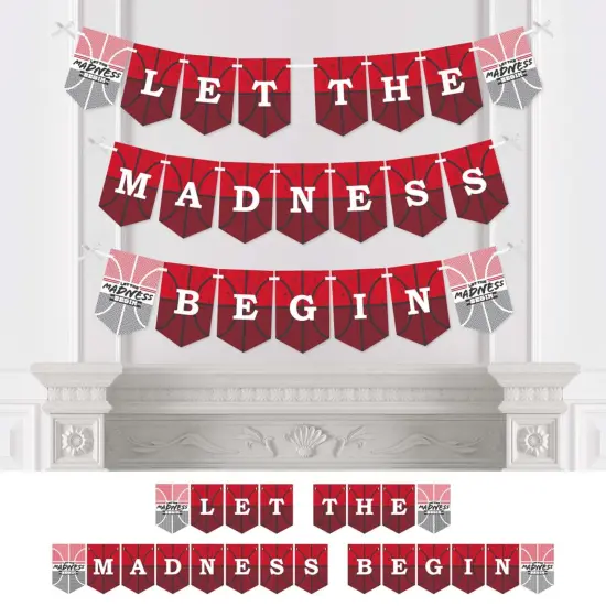 Big Dot of Happiness Red Basketball - Let The Madness Begin - College Basketball Party Bunting Banner - Party Decorations - Let The Madness Begin {1}