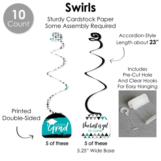 Big Dot of Happiness Teal Grad - Best is Yet to Come - Turquoise Graduation Party Supplies Decoration Kit - Decor Galore Party Pack - 51 Pieces {6}