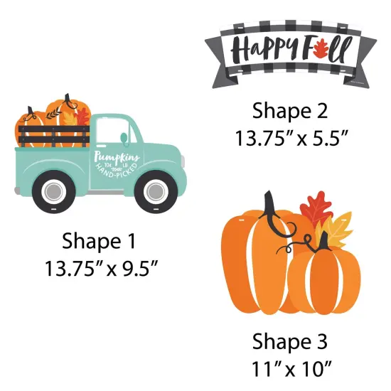 Big Dot of Happiness Happy Fall Truck - Hanging Porch Harvest Pumpkin Party Outdoor Decorations - Front Door Decor - 3 Piece Sign {7}