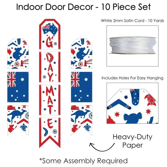 Big Dot of Happiness Australia Day - Hanging Vertical Paper Door Banners - G'Day Mate Aussie Party Wall Decoration Kit - Indoor Door Decor {6}