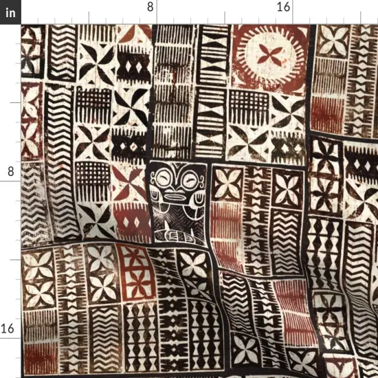 Various Fabrics by the Yard or Fat Quarter Brown, Mudcloth, Panpacific, Tapa, Tiki, Aloha, Hawaii, Fiji, Custom Printed Fabric by Spoonflower {2}