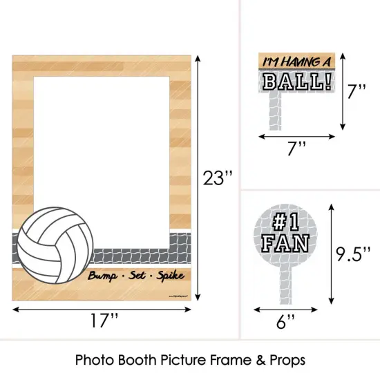 Big Dot of Happiness Bump Set Spike - Volleyball - Birthday Party or Baby Shower Selfie Photo Booth Picture Frame & Props - Printed on Sturdy Material {6}